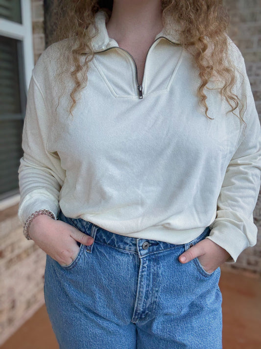 Cream Half Zip Pullover