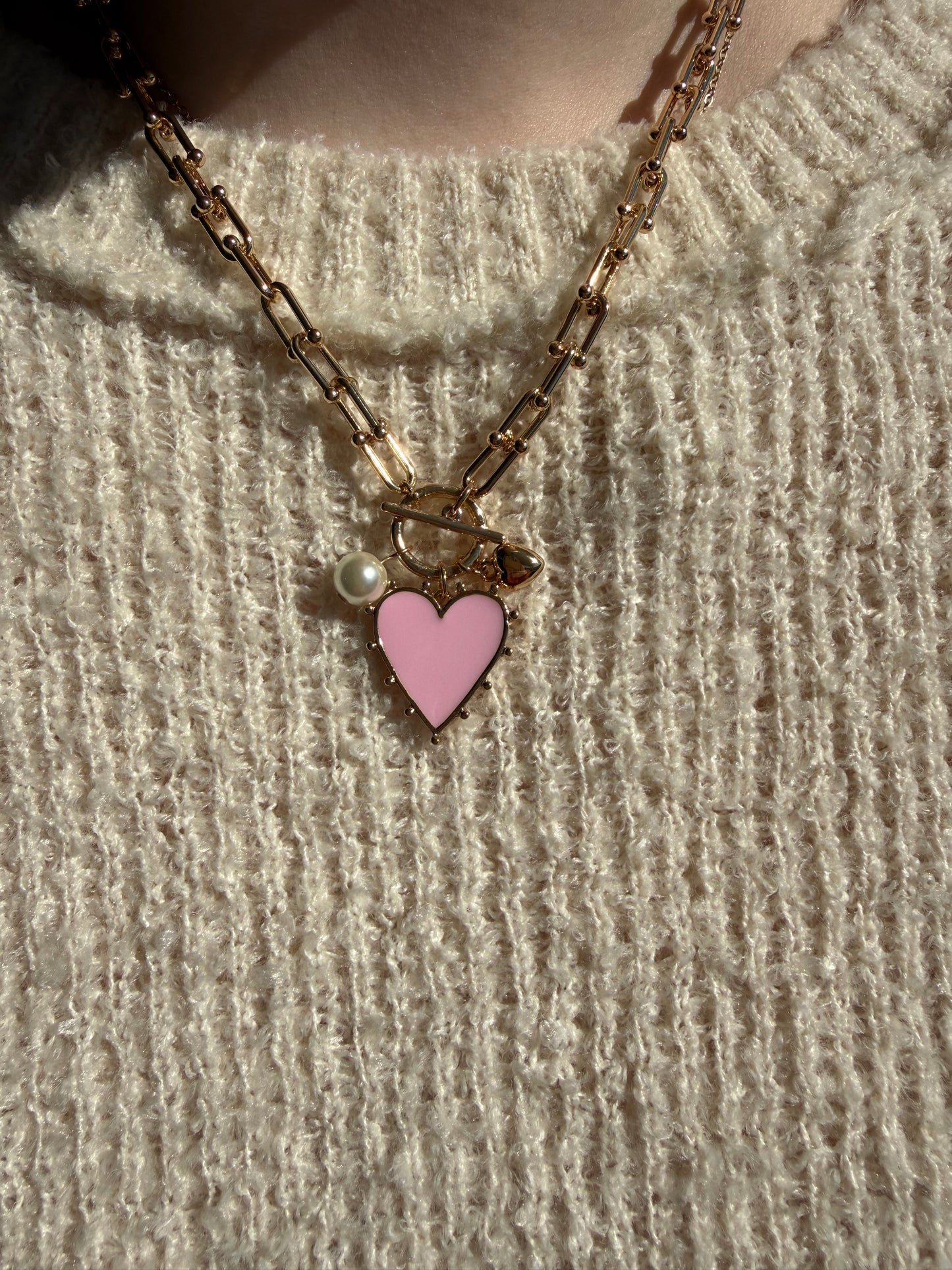 Lovely Pink Heart Necklace