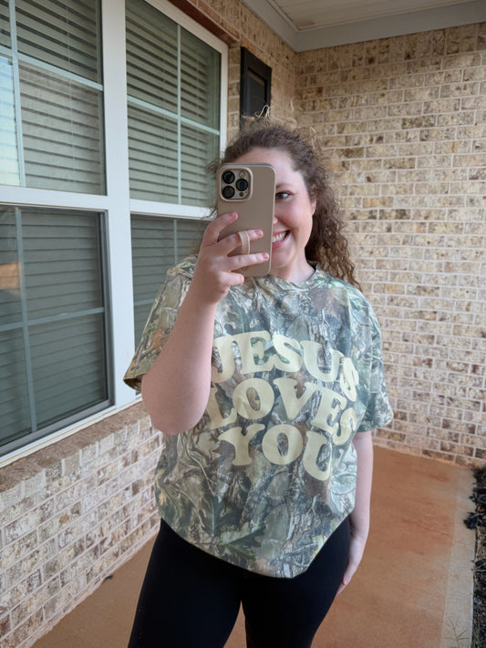 Jesus Loves You Camo tee