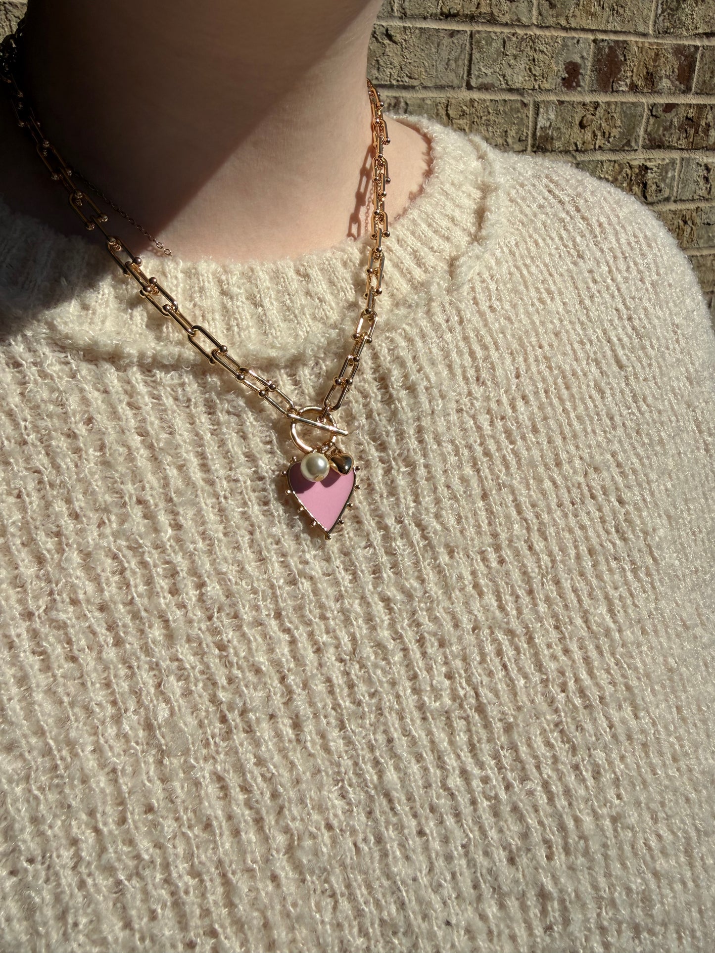 Lovely Pink Heart Necklace