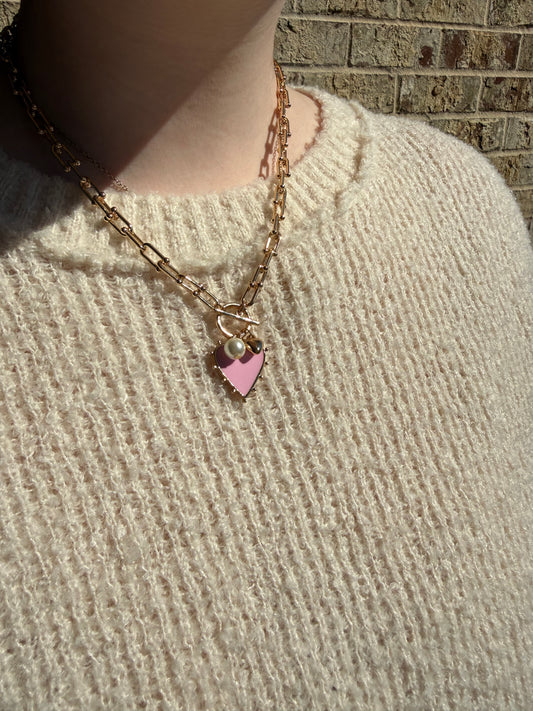 Lovely Pink Heart Necklace