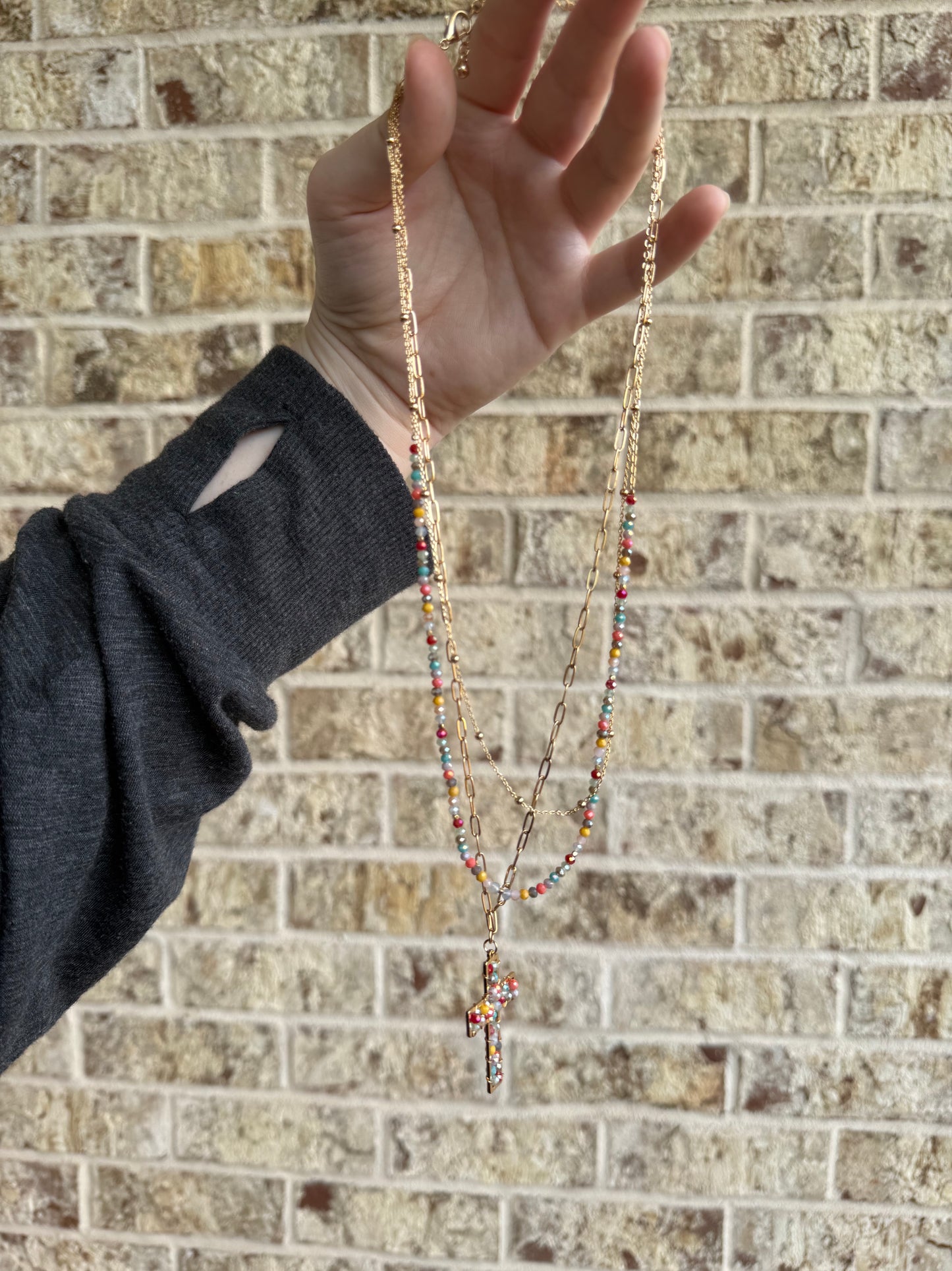 Colorful Cross Necklace Set