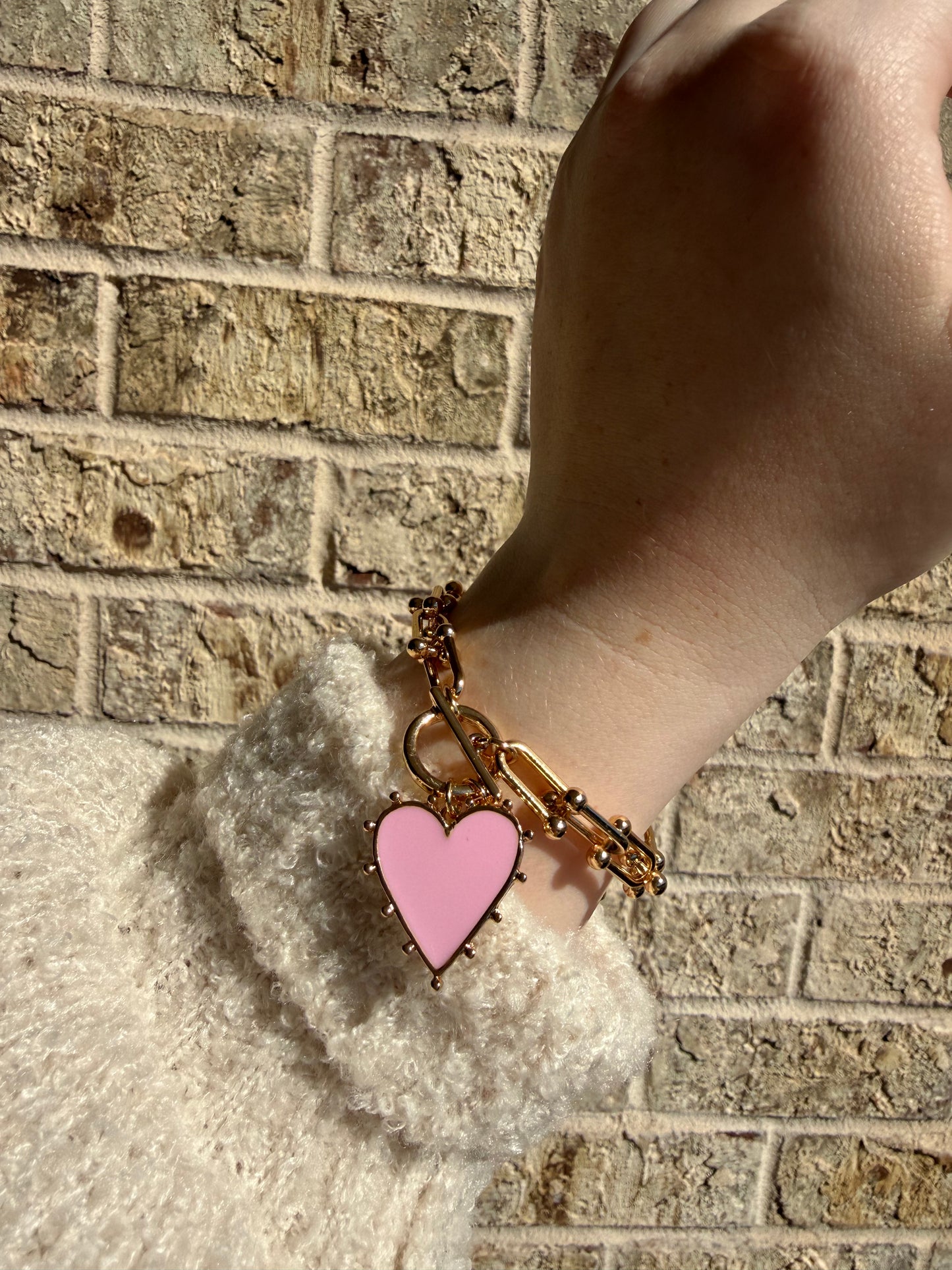 Lovely Pink Heart Bracelet