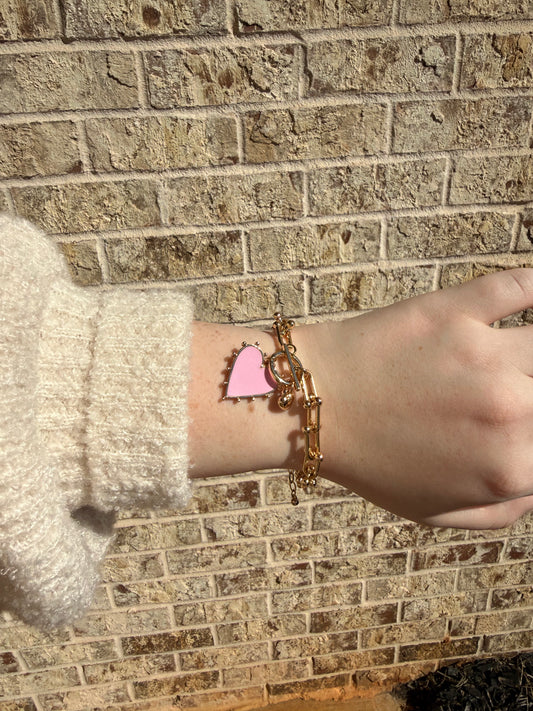 Lovely Pink Heart Bracelet