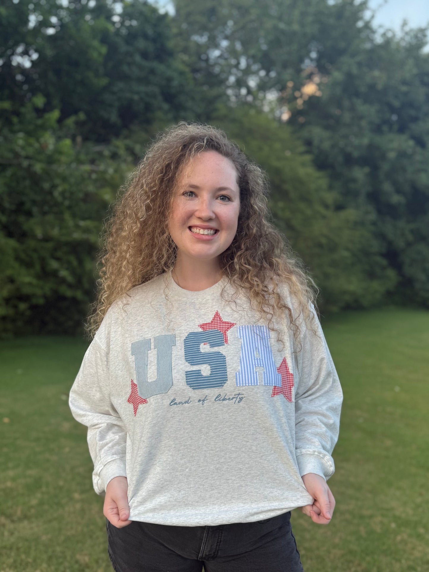 USA Patchwork Crewneck