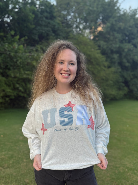 USA Patchwork Crewneck