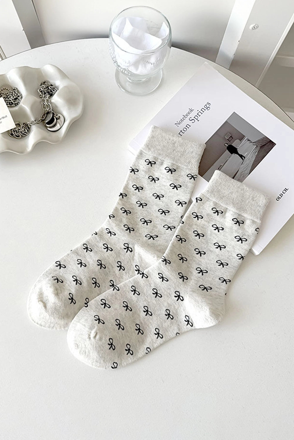 White Bow Socks