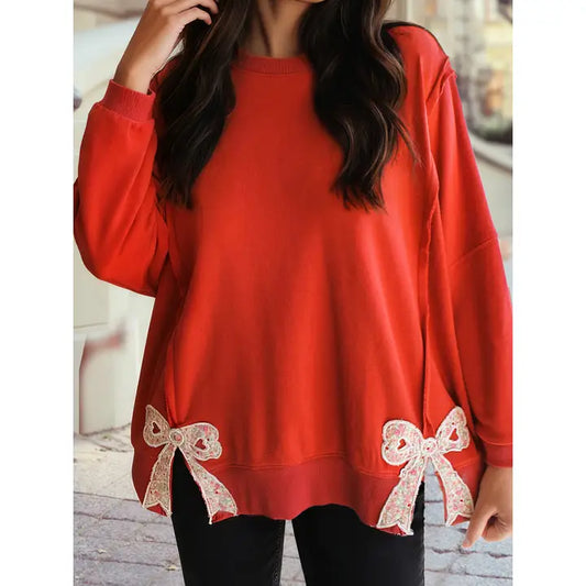 Christmas Bow Oversized Sweatshirt
